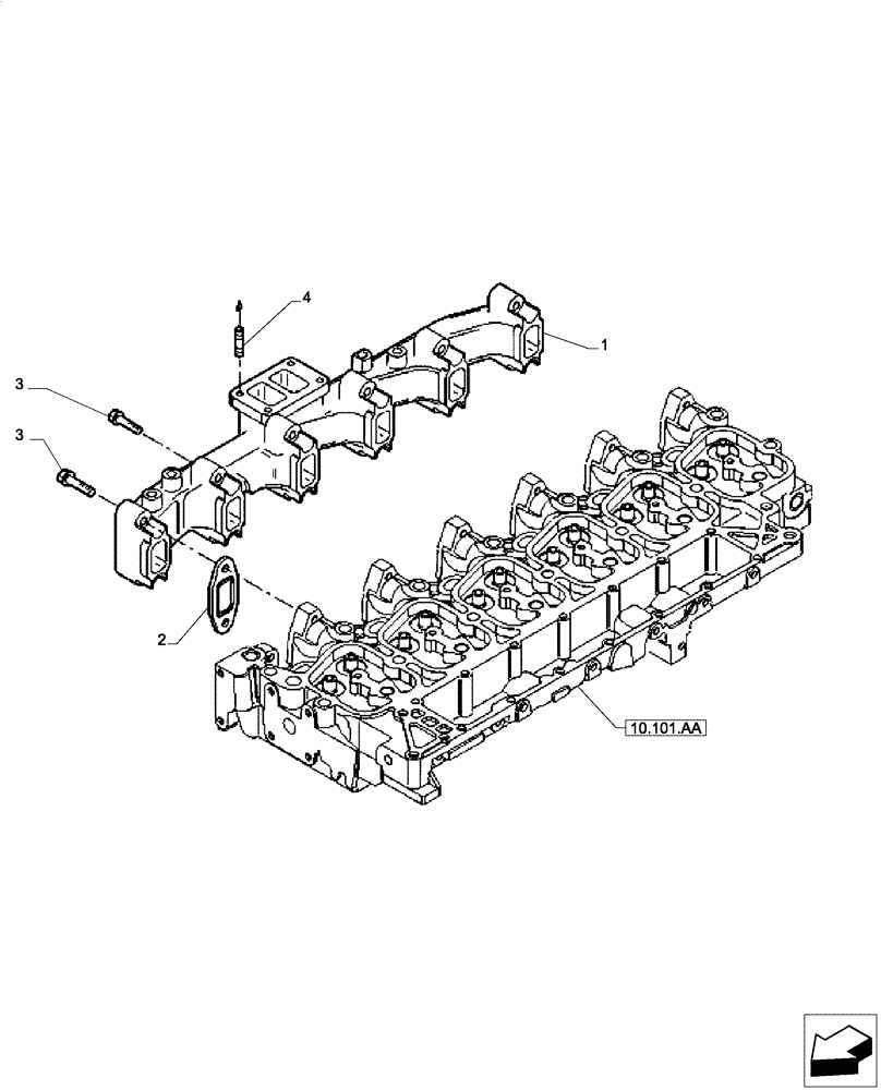 Схема запчастей Case IH F4CE0654B B601 - (10.254.AC) - EXHAUST MANIFOLD (10) - ENGINE