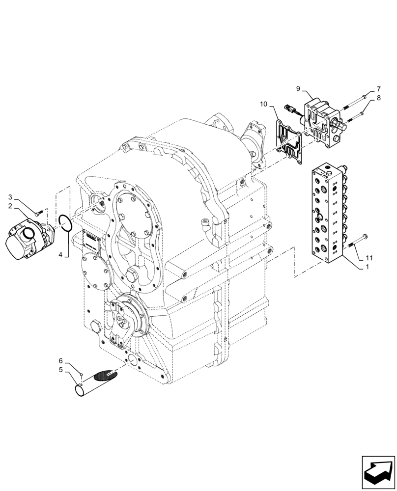 Схема запчастей Case IH STEIGER 540 - (21.135.AQ[01]) - TRANSMISSION CONTROL VALVE MOUNTING, PS4, 8.5C, 500 HD, 540 HD, BSN ZFF308000 (21) - TRANSMISSION