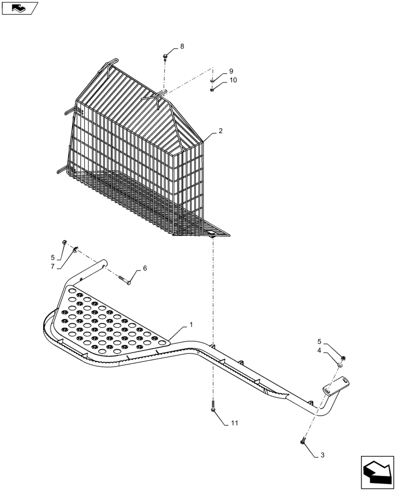 Схема запчастей Case IH 7230 - (90.116.AA[03]) - SHIELD, RH, LOWER (90) - PLATFORM, CAB, BODYWORK AND DECALS