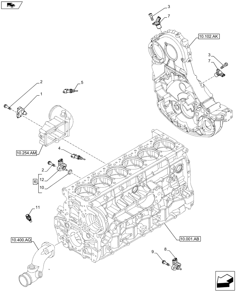 Схема запчастей Case IH F3HFE613D B001 - (55.015.AC) - ENGINE, SENSOR (55) - ELECTRICAL SYSTEMS