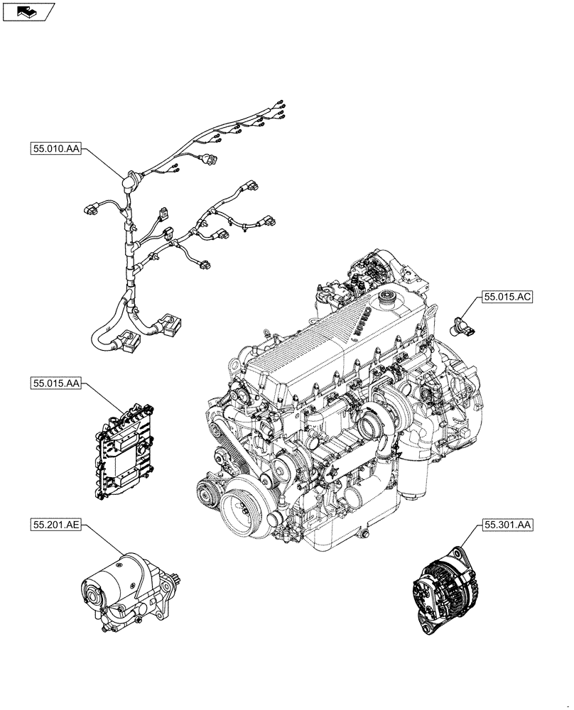 Схема запчастей Case IH F2CFE614A B001 - (00.000.55) - PICTORIAL INDEX - ELECTRICAL SYSTEMS (00) - GENERAL & PICTORIAL INDEX