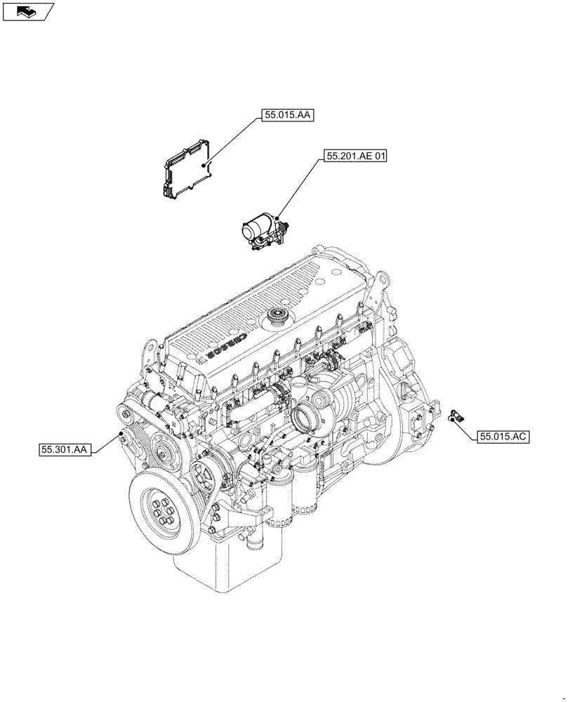 Схема запчастей Case IH F3HFE613G B001 - (00.000.55) - PICTORIAL INDEX - ELECTRICAL SYSTEMS (00) - GENERAL & PICTORIAL INDEX