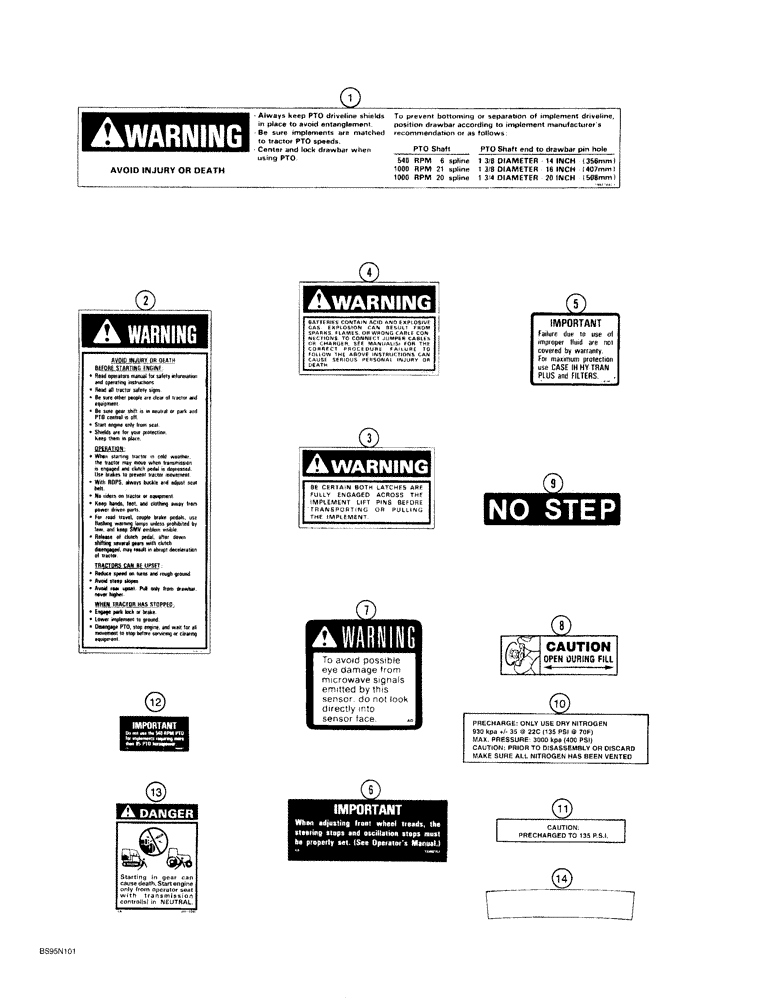 Схема запчастей Case IH 7210 - (9-150) - DECALS, SAFETY AND INSTRUCTION (09) - CHASSIS/ATTACHMENTS