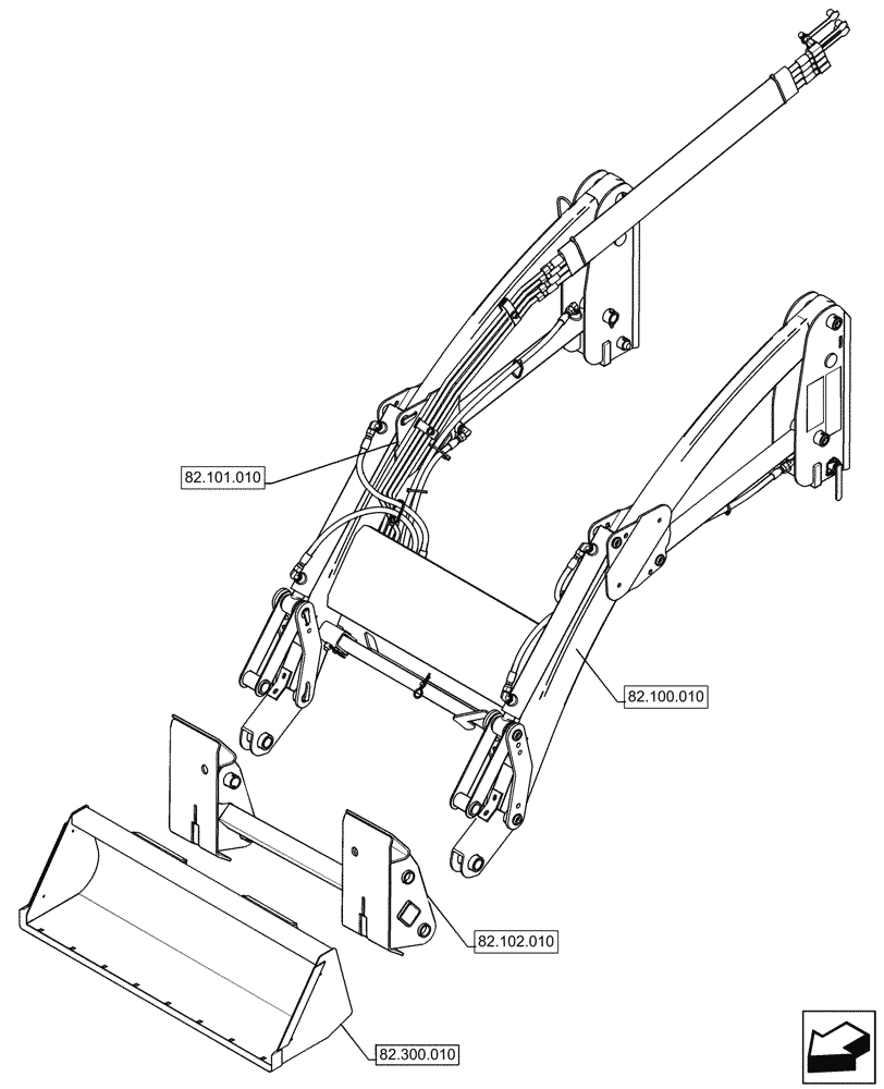 Схема запчастей Case IH L350A - (82.000.000) - SECTION INDEX - FRONT LOADER AND BUCKET (82) - FRONT LOADER & BUCKET