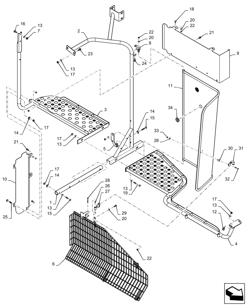 Схема запчастей Case IH 8240 - (90.116.AA[02]) - VAR - 722775, 722776, 425215, 425402, 425403, 722028, 722774, 425399, 425273, 425272 - SHIELD, LOWER, LH (90) - PLATFORM, CAB, BODYWORK AND DECALS
