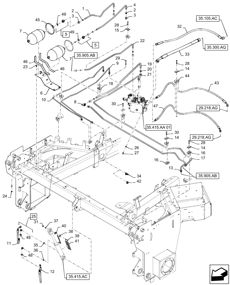 Схема запчастей Case IH WD1903 - (35.415.AD) - HYDRAULIC LIFT ASSY (35) - HYDRAULIC SYSTEMS