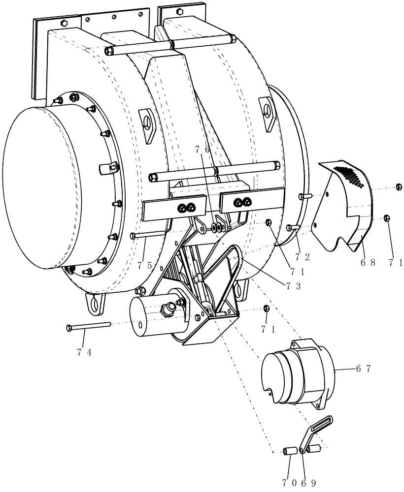 Схема запчастей Case IH 3580 - (75.100.04[03]) - DUAL FAN ASSEMBLY - ALTERNATOR (75) - SOIL PREPARATION