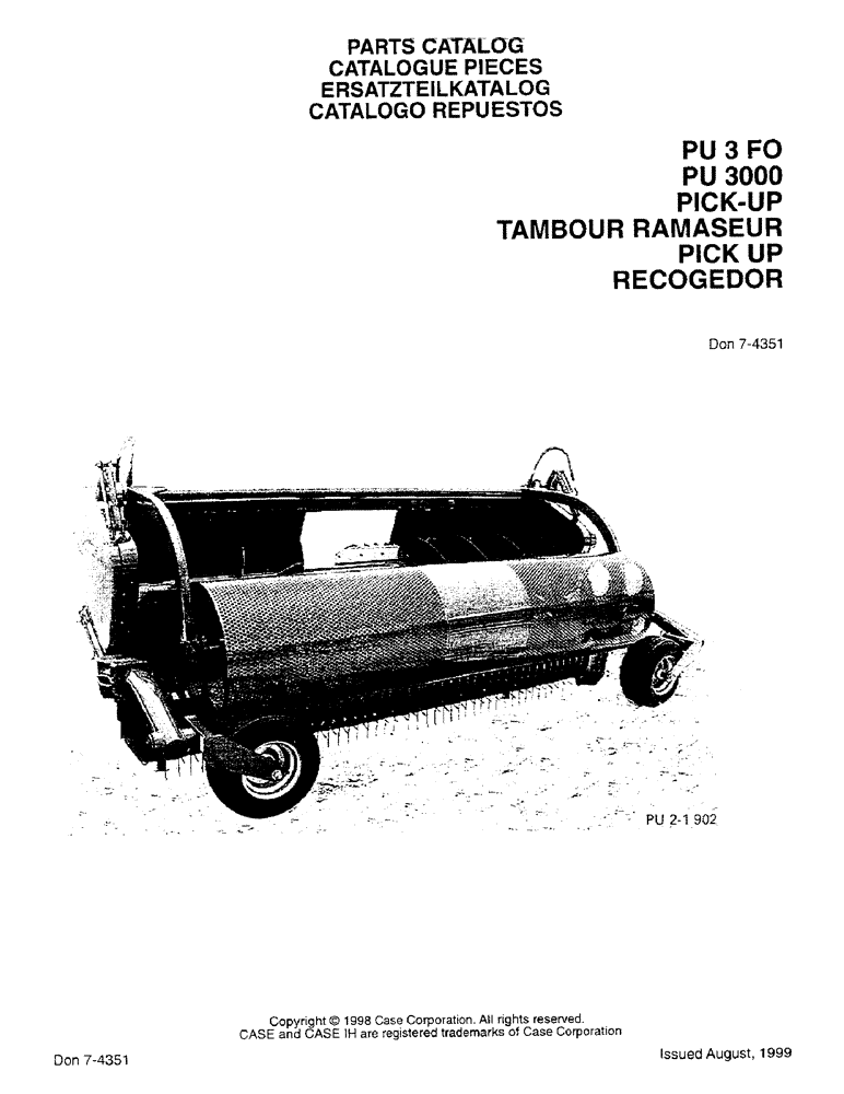 Схема запчастей Case IH PU3000 - (01) - PARTS CATALOG (00) - GENERAL & PICTORIAL INDEX