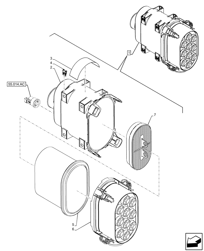 Схема запчастей Case IH FARMALL 75C - (10.202.AB[02]) - VAR - 390200 - AIR CLEANER, COMPONENTS (10) - ENGINE