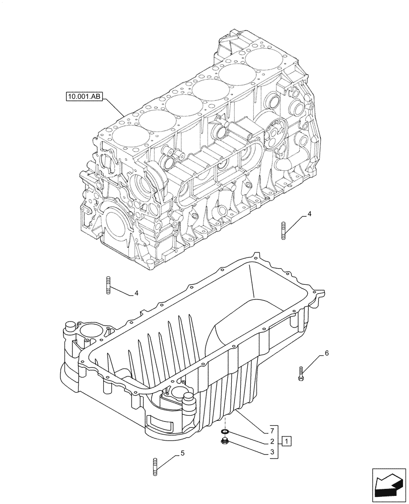 Схема запчастей Case IH F3DFE613F B001 - (10.102.AP) - ENGINE OIL PAN (10) - ENGINE