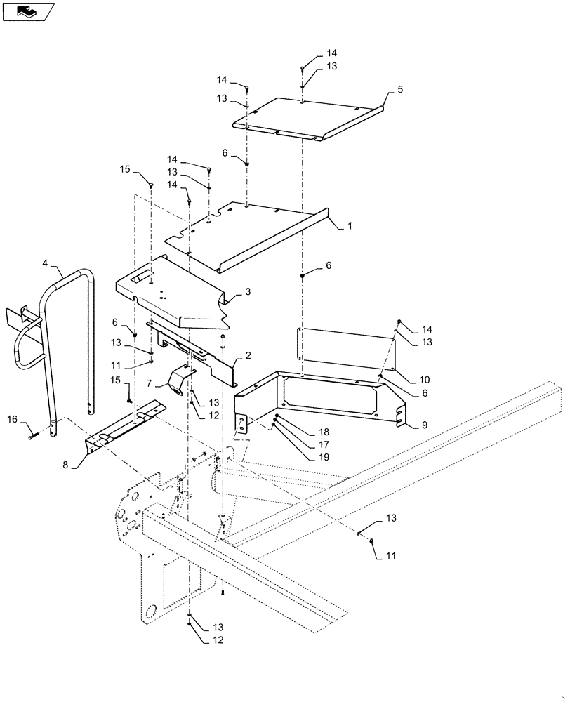 Схема запчастей Case IH WD1903 - (90.118.CB[02]) - PLATFORM, RH (90) - PLATFORM, CAB, BODYWORK AND DECALS