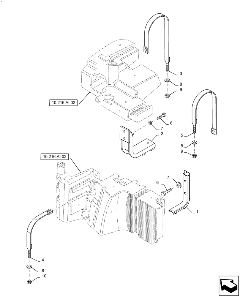 Схема запчастей Case IH PUMA 2304 - (10.216.AI[01]) - MAIN FUEL TANK SUPPORT (10) - ENGINE