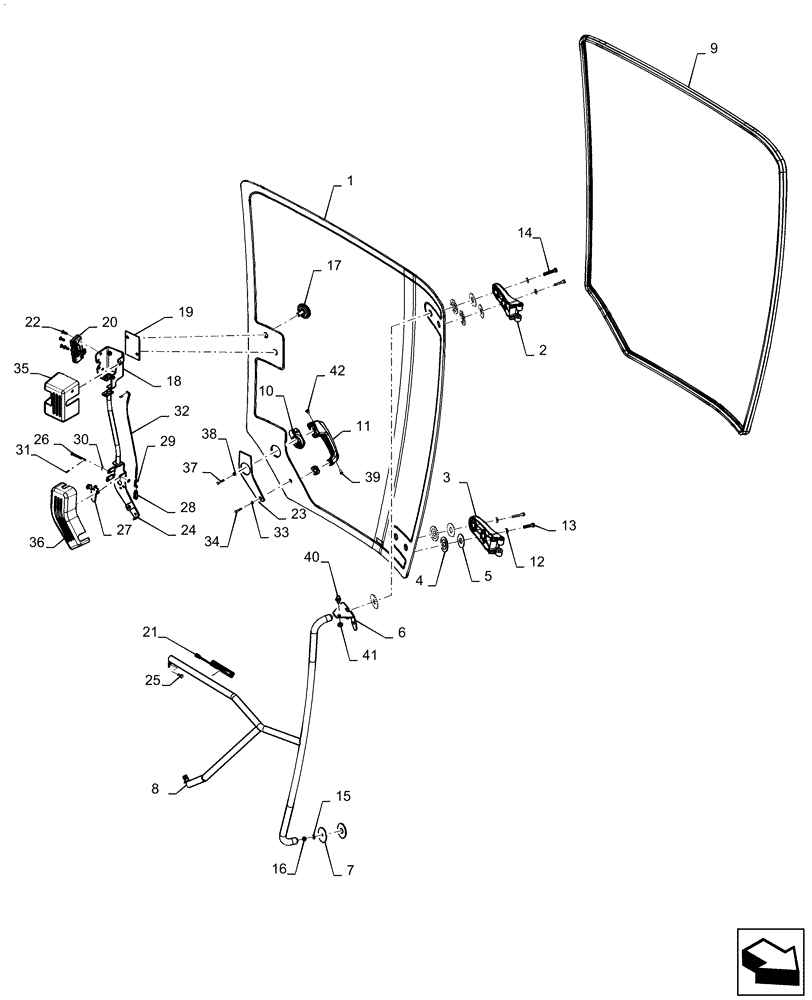 Схема запчастей Case IH STEIGER 600 - (90.154.02) - DOOR - LEFT HAND, COMPONENTS (90) - PLATFORM, CAB, BODYWORK AND DECALS
