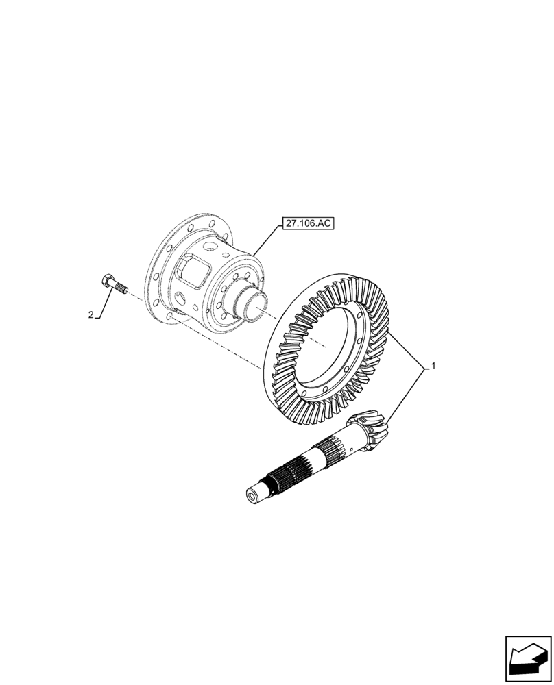 Схема запчастей Case IH FARMALL 65C - (27.106.AA[03]) - VAR - 337280, 743552 - REDUCTION, BEVEL GEAR - 40 KPH (12X12) (27) - REAR AXLE SYSTEM