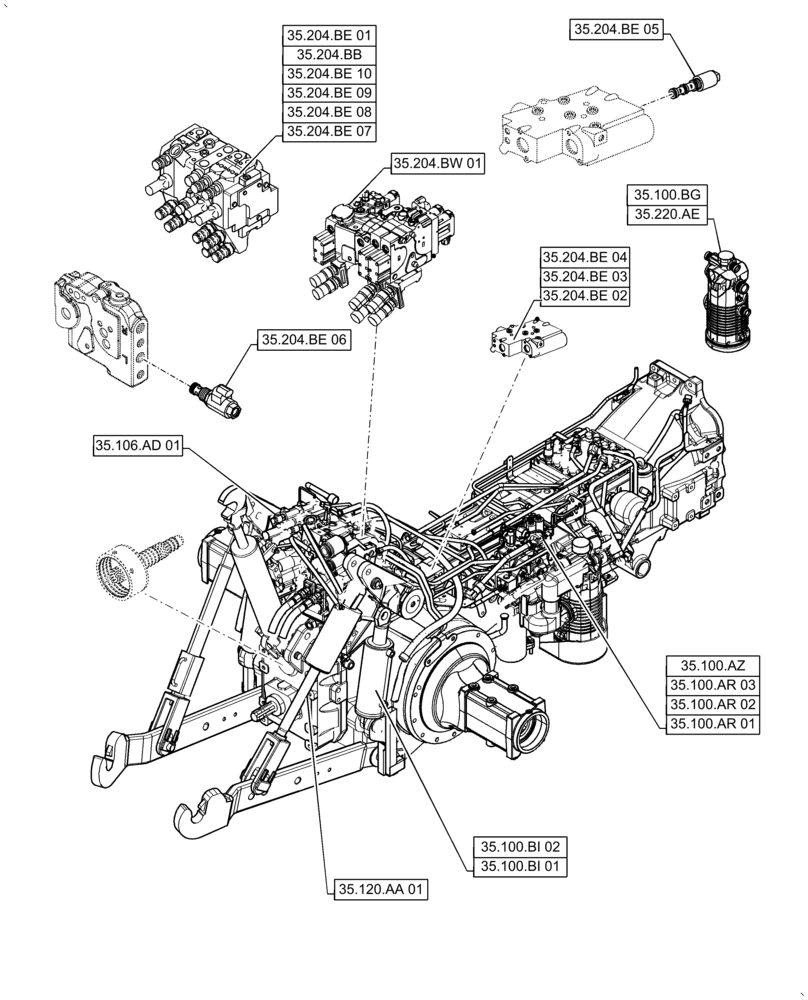 Схема запчастей Case IH PUMA 2304 - (00.000.35[01]) - PICTORIAL INDEX - HYDRAULIC SYSTEMS (00) - GENERAL & PICTORIAL INDEX