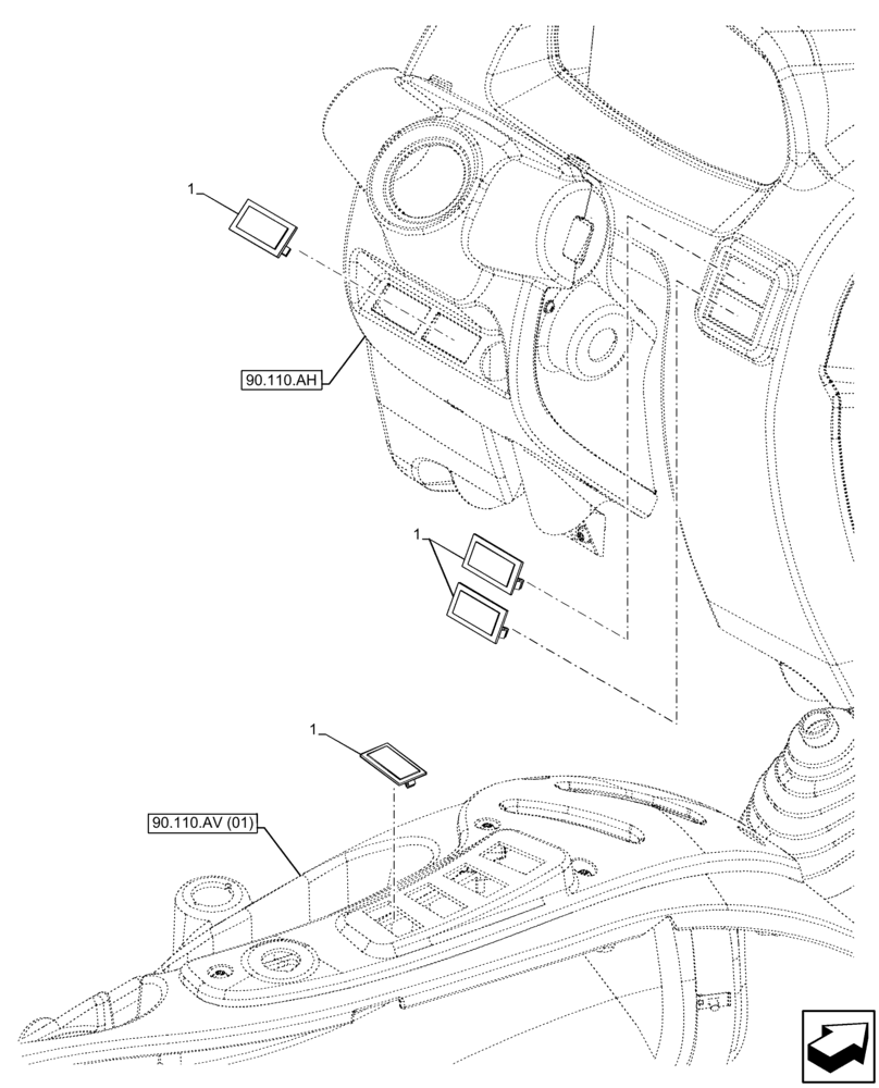 Схема запчастей Case IH FARMALL 75C - (55.512.BG[05]) - VAR - 334187, 334190, 392315 - SWITCH, PANEL, W/O CAB (55) - ELECTRICAL SYSTEMS