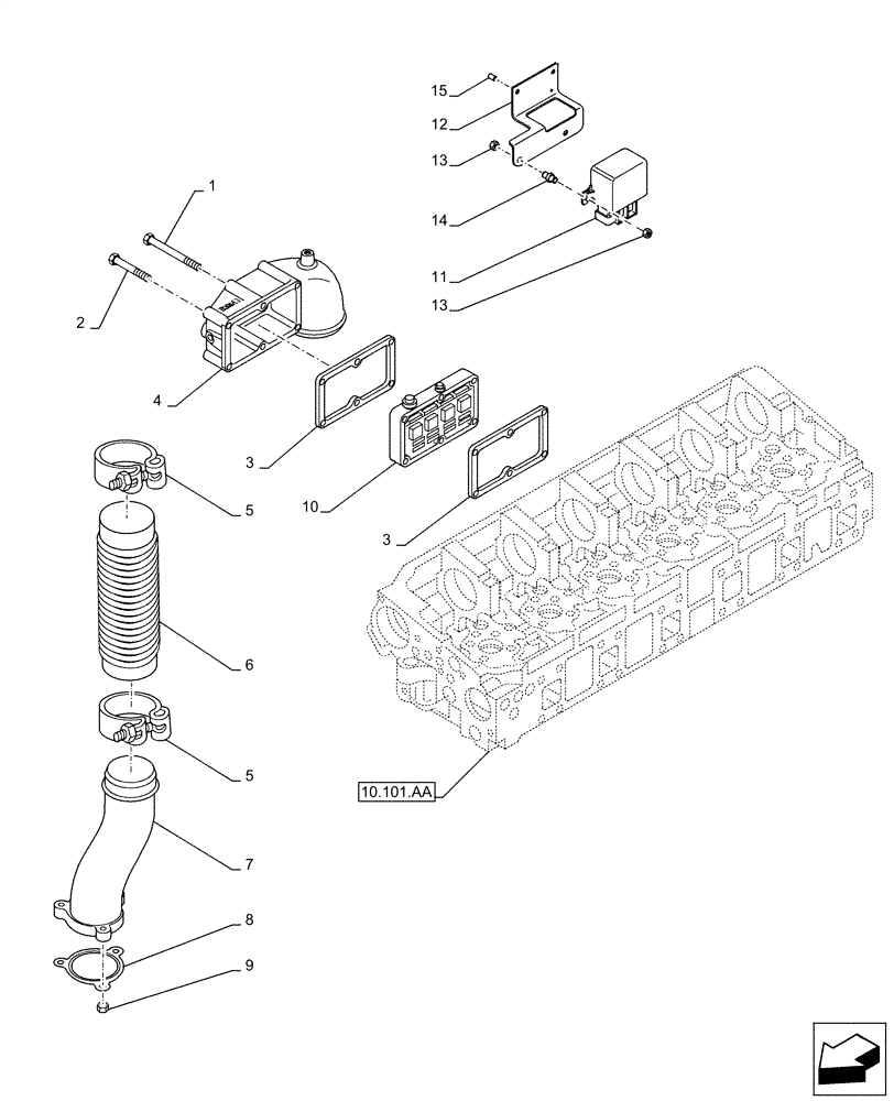 Схема запчастей Case IH F3DFE613F B002 - (10.254.AM) - INLET MANIFOLD (10) - ENGINE