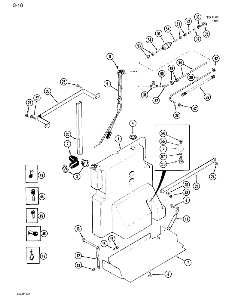 Схема запчастей Case IH 7110 - (3-18) - AUXILIARY FUEL TANK, PRIOR TO P.I.N. JJA0026793 (03) - FUEL SYSTEM