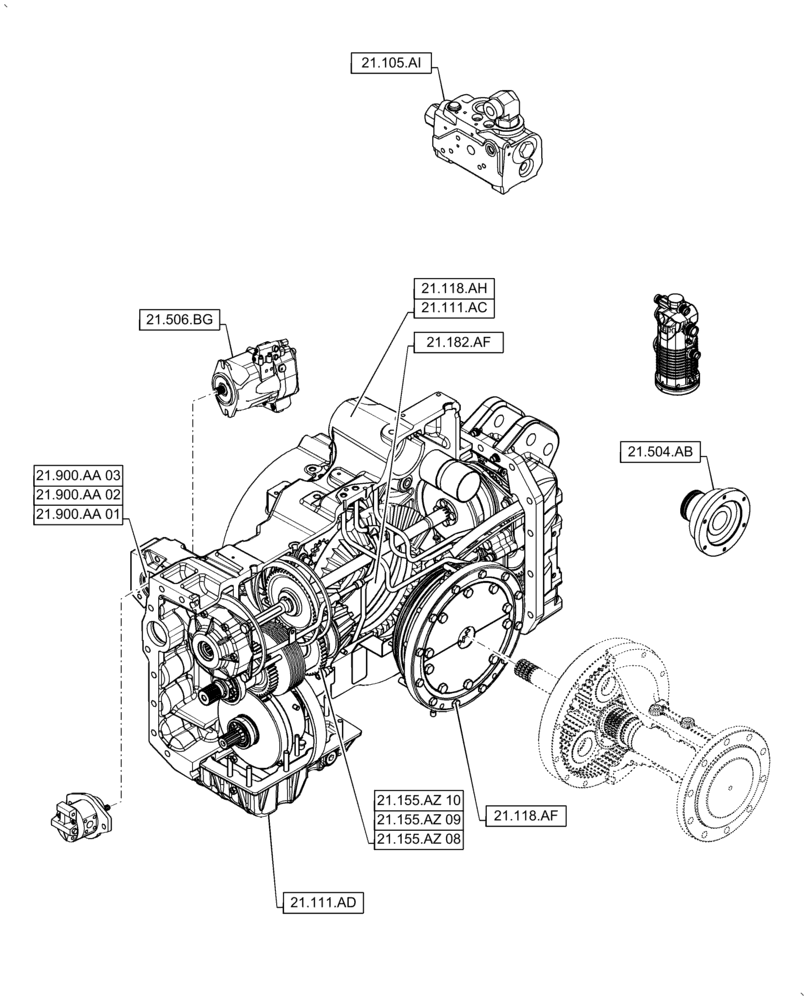 Схема запчастей Case IH PUMA 2304 - (00.000.21[02]) - PICTORIAL INDEX - TRANSMISSION (00) - GENERAL & PICTORIAL INDEX