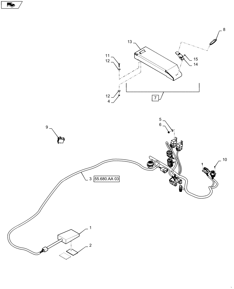 Схема запчастей Case IH 2240 - (55.680.AP[01]) - AUTO GUIDANCE, CAB COMPONENTS (55) - ELECTRICAL SYSTEMS