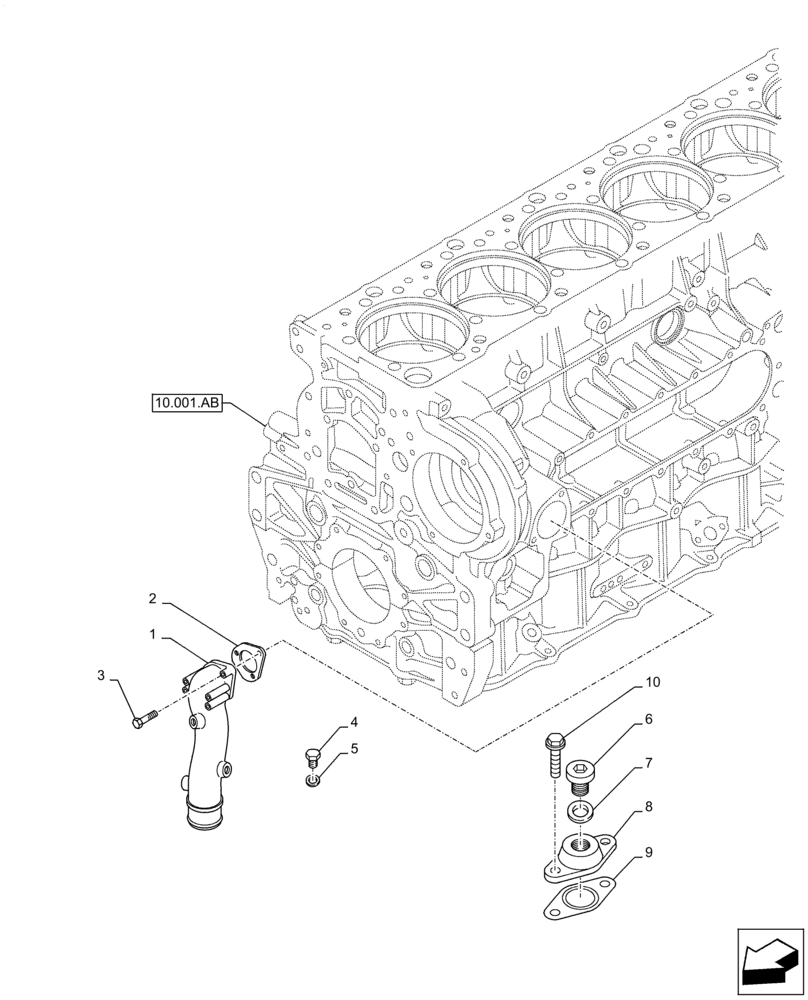 Схема запчастей Case IH F3DFE613F B001 - (10.400.AQ) - WATER PUMP LINE (10) - ENGINE