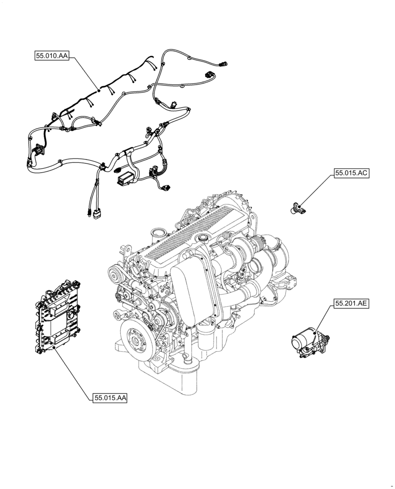 Схема запчастей Case IH F3DFE613F B002 - (55.000.00) - SECTION INDEX (55) - ELECTRICAL SYSTEMS