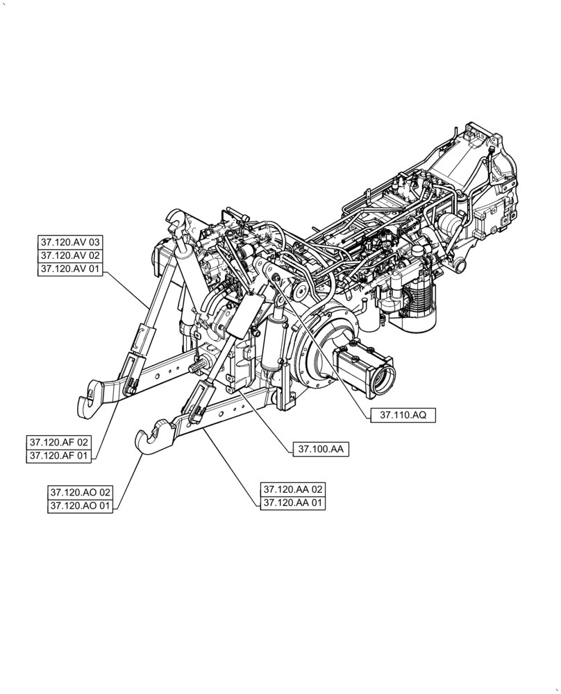 Схема запчастей Case IH PUMA 2304 - (00.000.37) - PICTORIAL INDEX - HITCHES, DRAWBARS AND IMPLEMENT COUPLINGS (00) - GENERAL & PICTORIAL INDEX