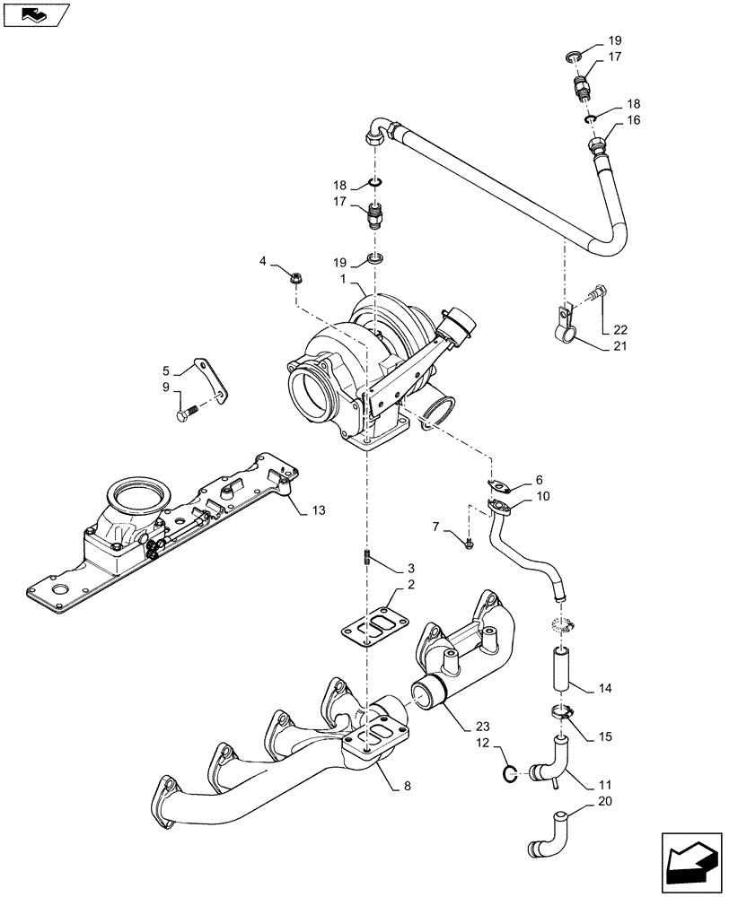 Схема запчастей Case IH MX215 - (02-14) - TURBOCHARGER SYSTEM (02) - ENGINE