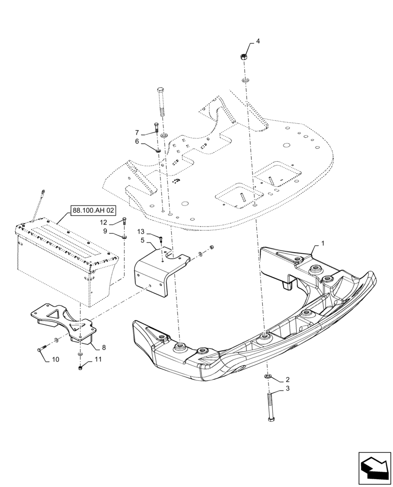 Схема запчастей Case IH STEIGER 470 - (39.140.AF[02]) - FRONT BALLAST (39) - FRAMES AND BALLASTING