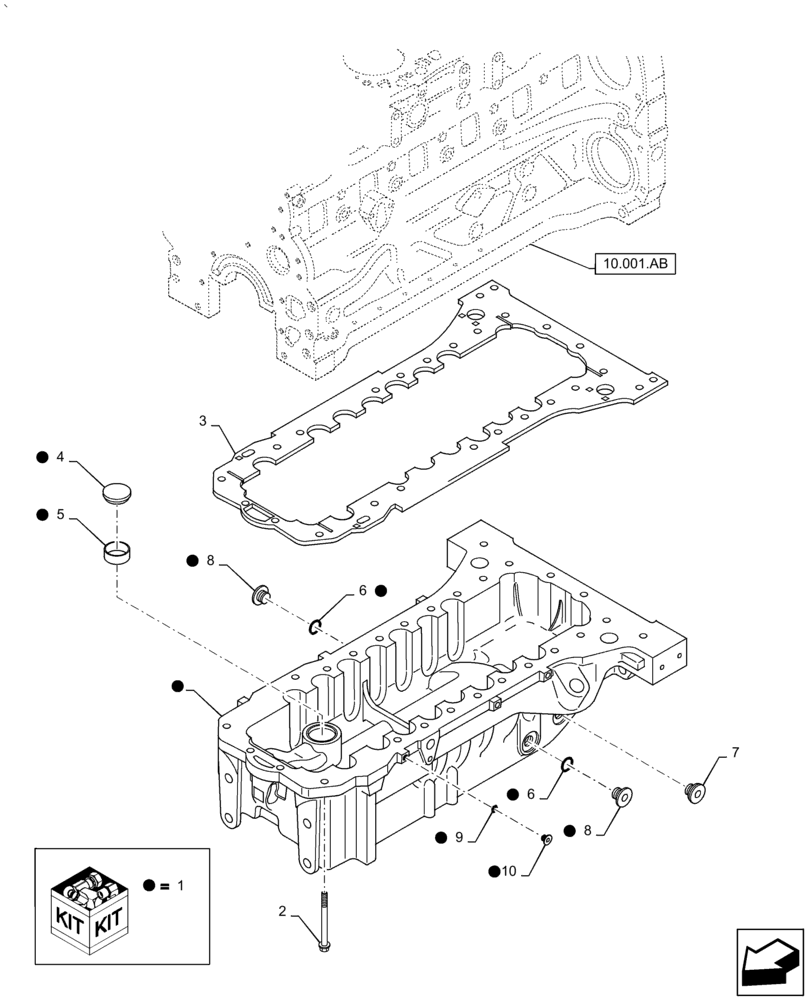 Схема запчастей Case IH PUMA 2304 - (10.102.AP[01]) - ENGINE OIL SUMP (10) - ENGINE