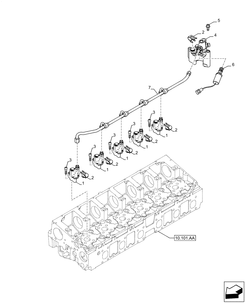 Схема запчастей Case IH F3DFE613F B001 - (10.120.AA) - ENGINE, BRAKE (10) - ENGINE