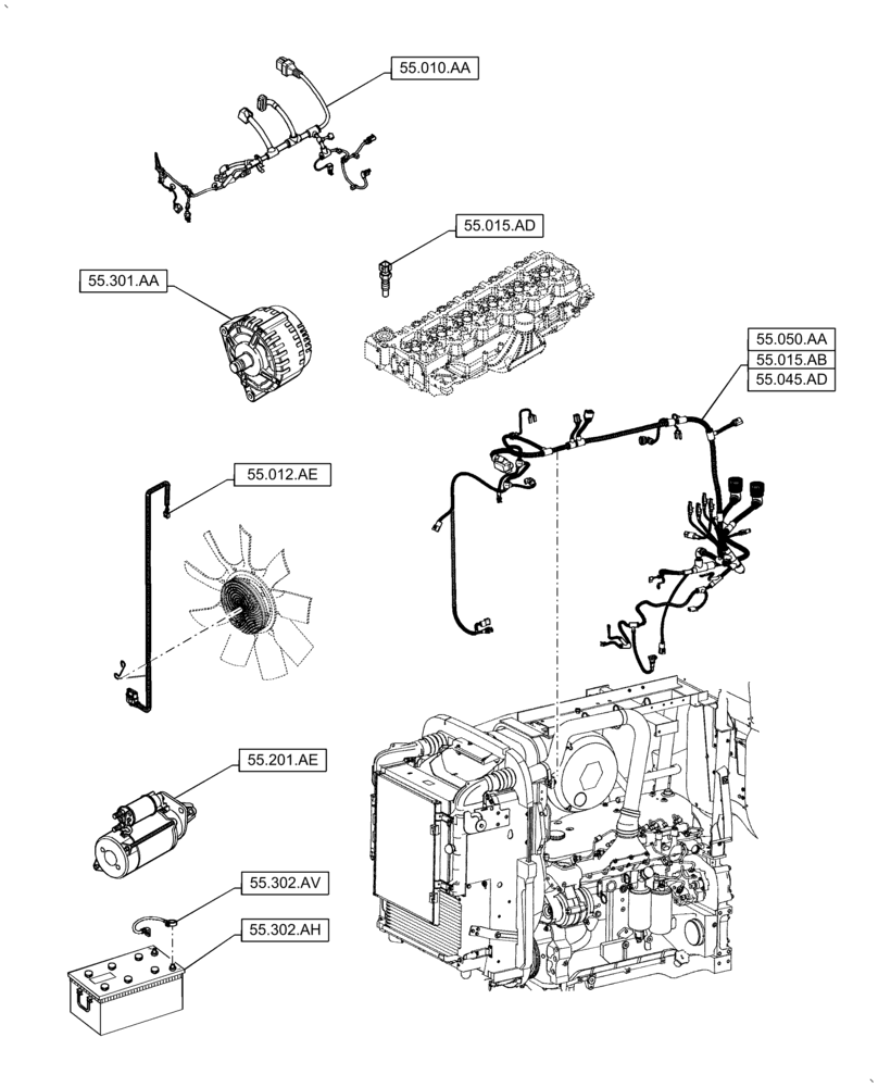 Схема запчастей Case IH PUMA 2304 - (00.000.55[01]) - PICTORIAL INDEX - ELECTRICAL SYSTEMS (00) - GENERAL & PICTORIAL INDEX