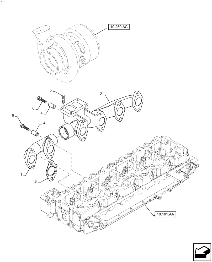 Схема запчастей Case IH PUMA2104 - (10.254.AC) - EXHAUST MANIFOLD (10) - ENGINE