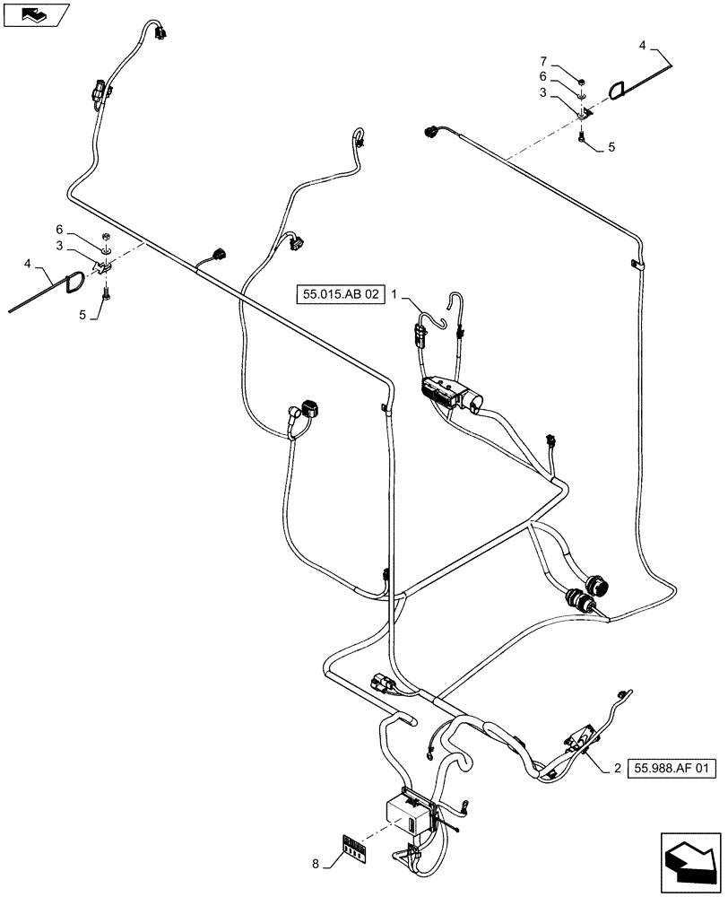 Схема запчастей Case IH 2240 - (55.015.AB[01]) - ENGINE HARNESS ASSY (55) - ELECTRICAL SYSTEMS