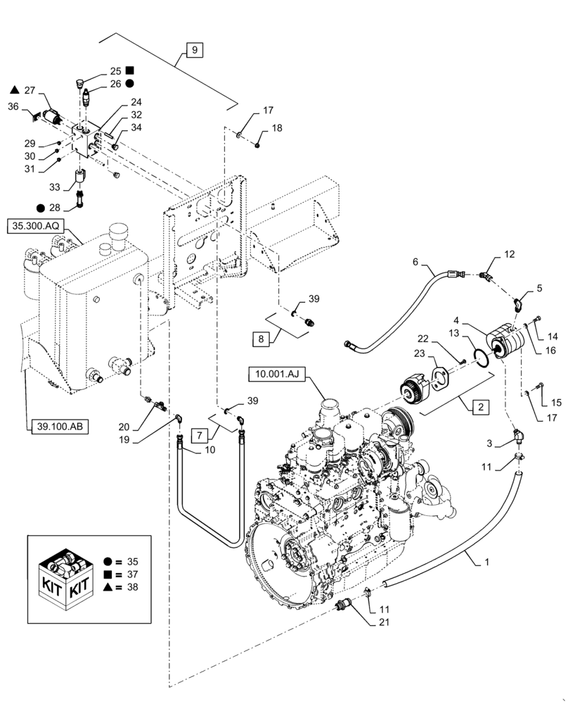 Схема запчастей Case IH WD1203 - (35.220.AC) - AUXILIARY DRIVE, HYDRAULIC REEL, 4 CYLINDER MODELS (35) - HYDRAULIC SYSTEMS