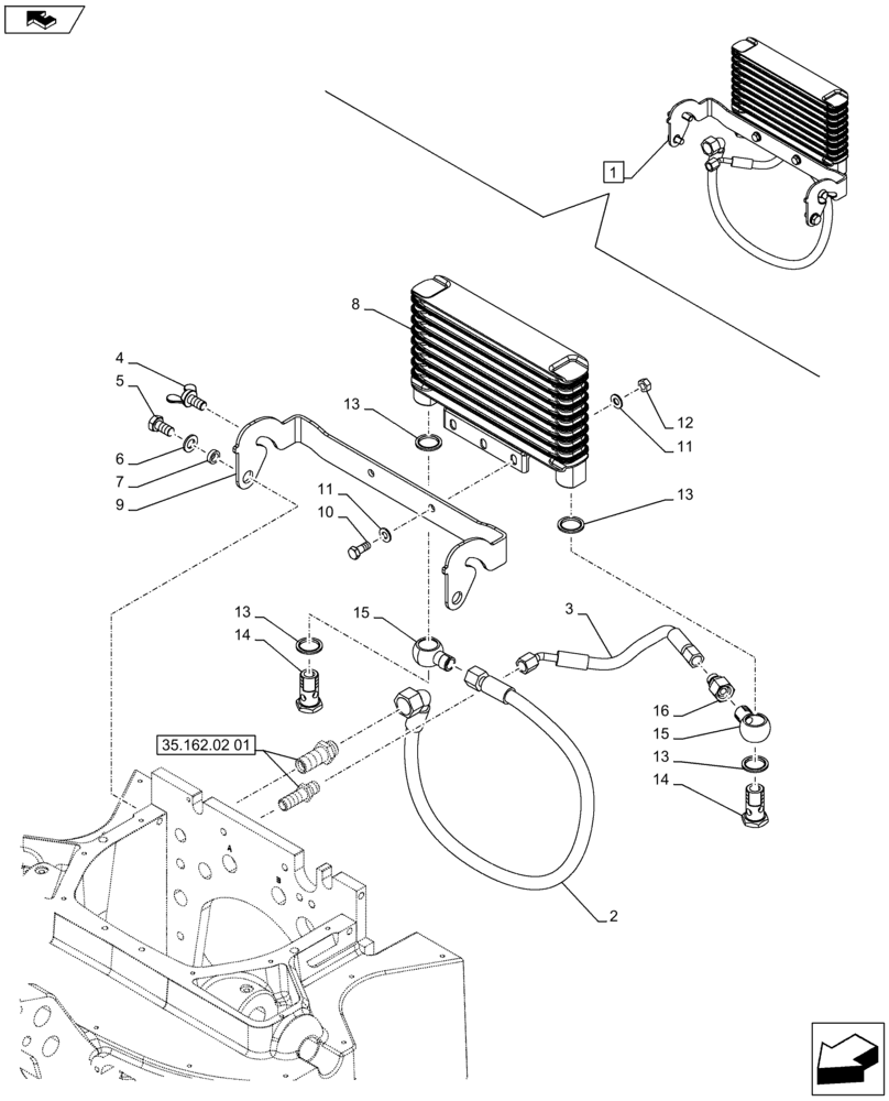 Схема запчастей Case IH PUMA 200 - (35.162.02[04]) - FRONT HPL WITH PTO - COOLER ASSY - BREAKDOWN (VAR.743484-743486 / 743666-743667-743765-743837-743838) (35) - HYDRAULIC SYSTEMS