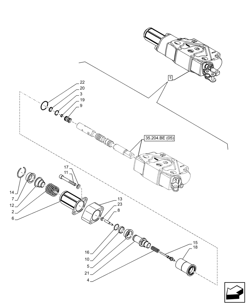 Схема запчастей Case IH FARMALL 65C - (35.204.BE[06]) - VAR - 334107, 743569 - REMOTE CONTROL VALVE (2 REMOTE, 4 COUPLERS) (35) - HYDRAULIC SYSTEMS
