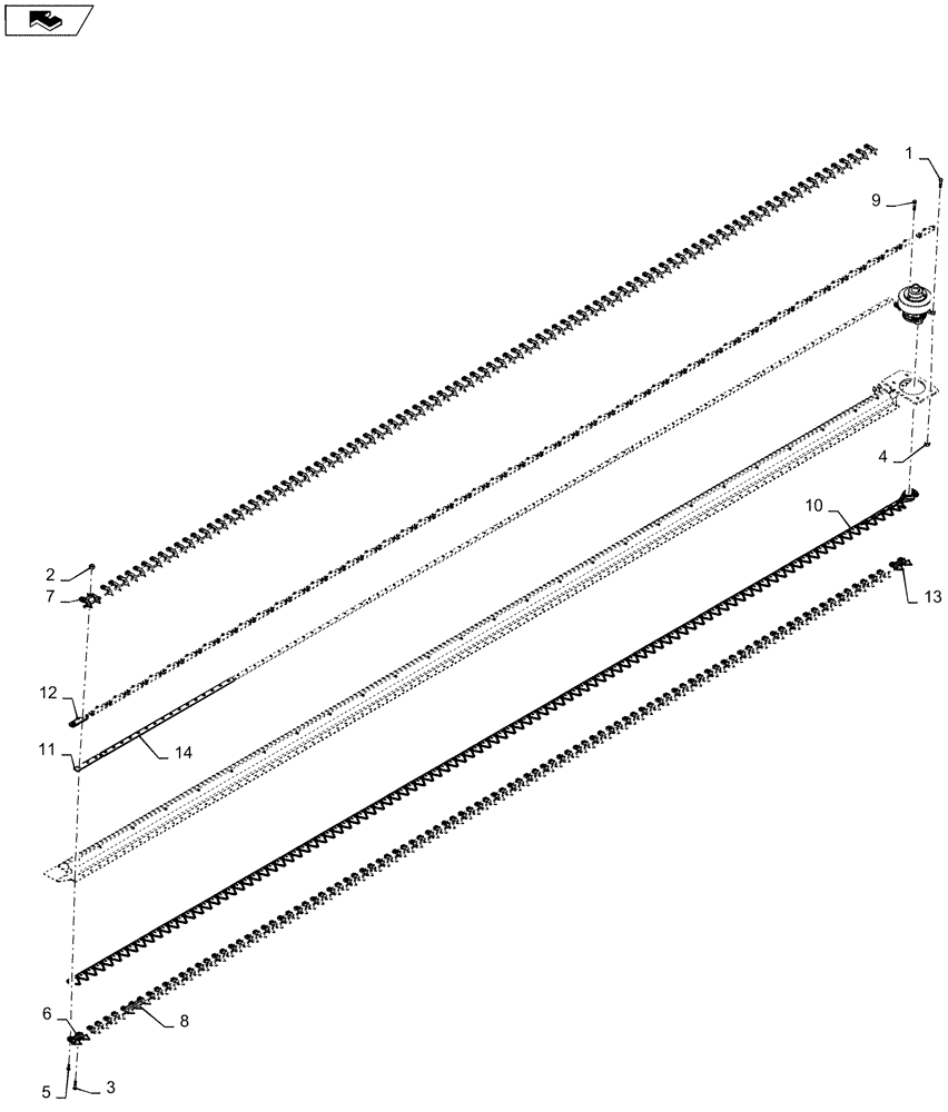 Схема запчастей Case IH DH253 - (58.110.BD[04]) - CUTTERBAR, SINGLE KNIFE, W/HONEY BEE - STUB GUARDS (58) - ATTACHMENTS/HEADERS