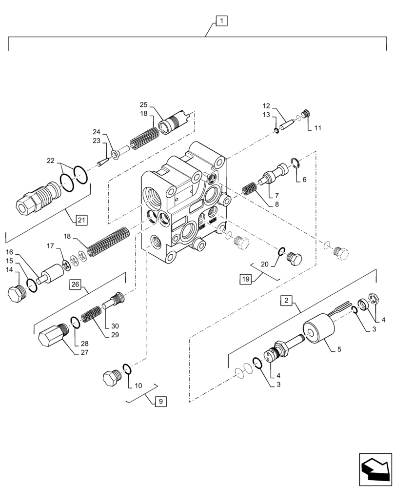 Схема запчастей Case IH STEIGER 540 - (21.135.AQ[02]) - TRANSMISSION REGULATOR CONTROL VALVE, BSN ZFF308000 (21) - TRANSMISSION