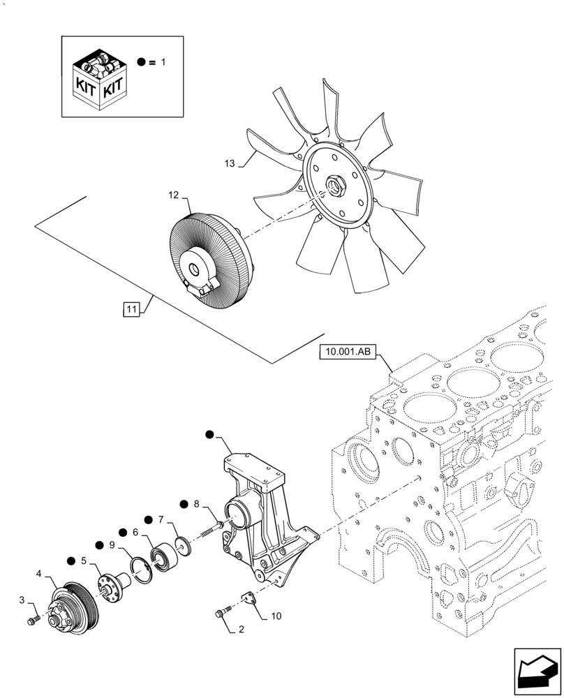 Схема запчастей Case IH PUMA 2304 - (10.414.AC) - FAN DRIVE (10) - ENGINE