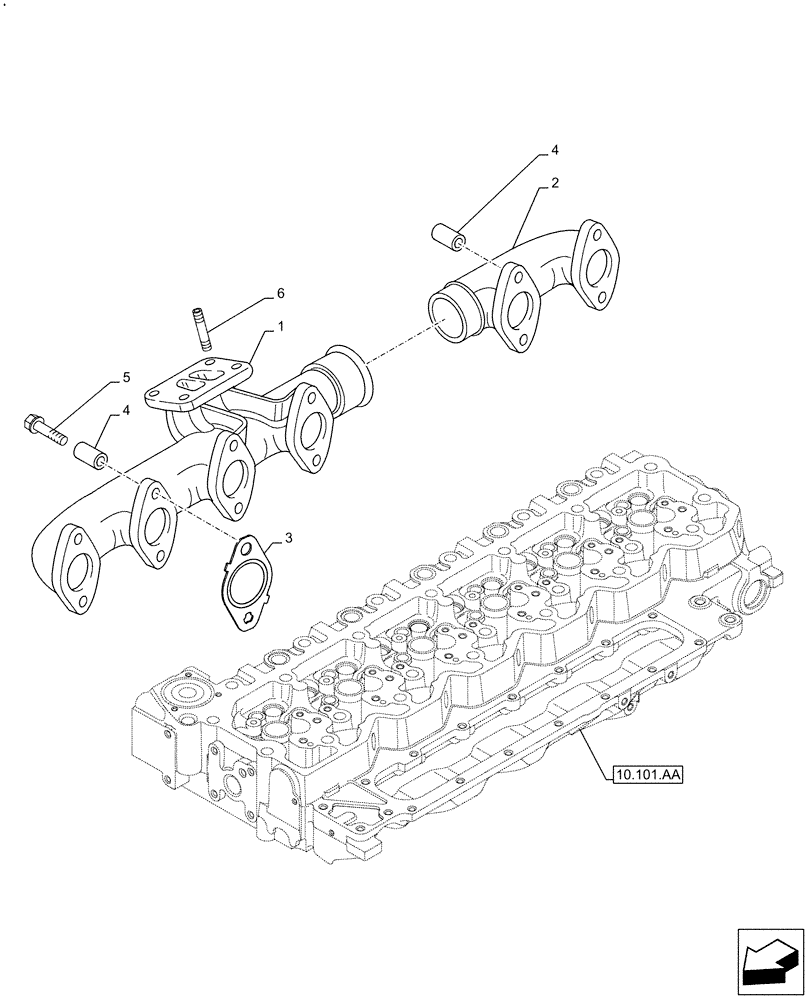 Схема запчастей Case IH F4HFE613C B004 - (10.254.AC) - EXHAUST MANIFOLD (10) - ENGINE