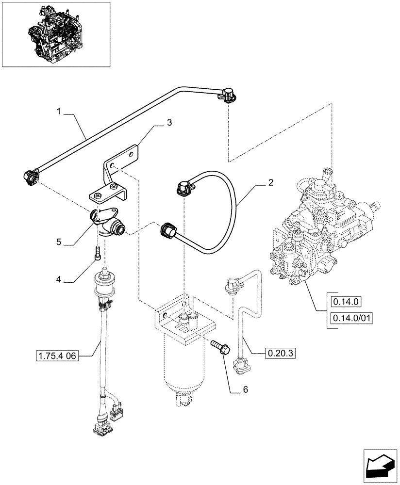 Схема запчастей Case IH MAXXUM 110 - (0.20.3/02) - PIPING FUEL (STD + VAR.330003-332115-332116) (01) - ENGINE