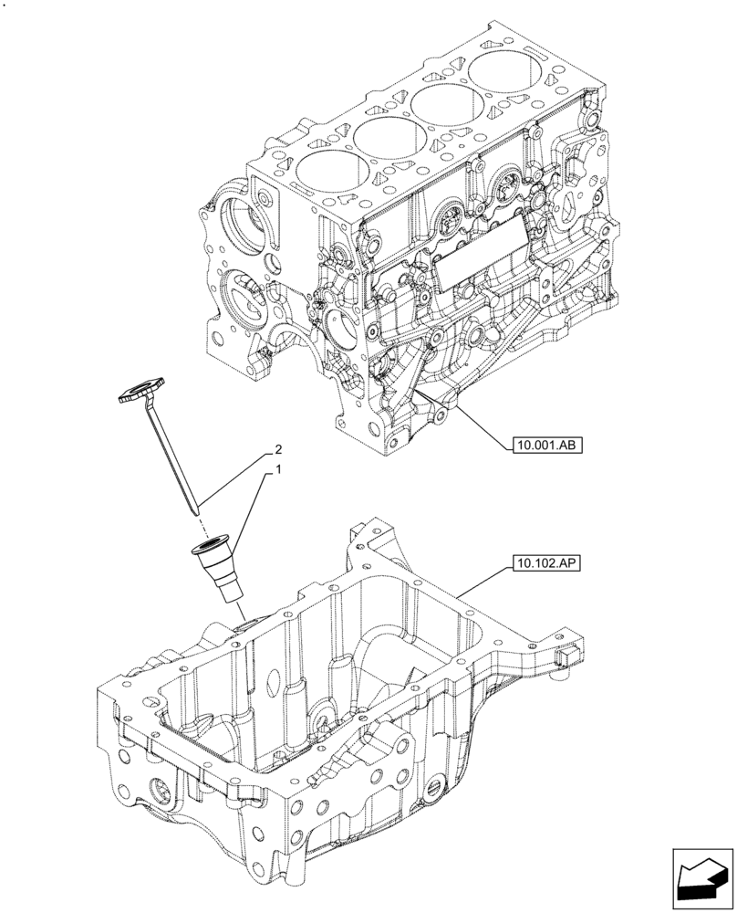 Схема запчастей Case IH F5DFL463A F018 - (10.304.AJ) - OIL, DIPSTICK (10) - ENGINE