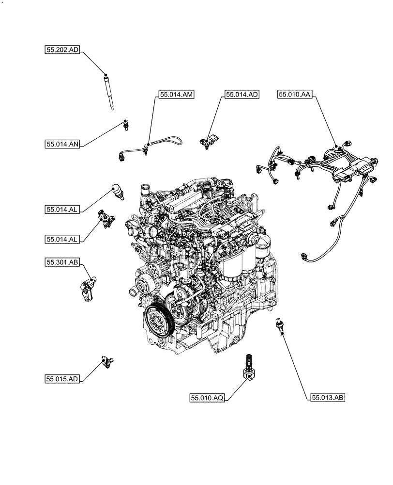 Схема запчастей Case IH F5DFL463A F018 - (55.000.00) - SECTION INDEX (55) - ELECTRICAL SYSTEMS