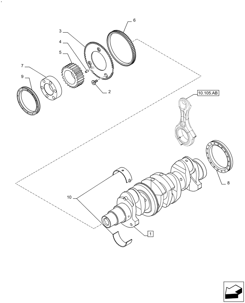 Схема запчастей Case IH F5DFL463A F022 - (10.103.AA) - CRANKSHAFT (10) - ENGINE