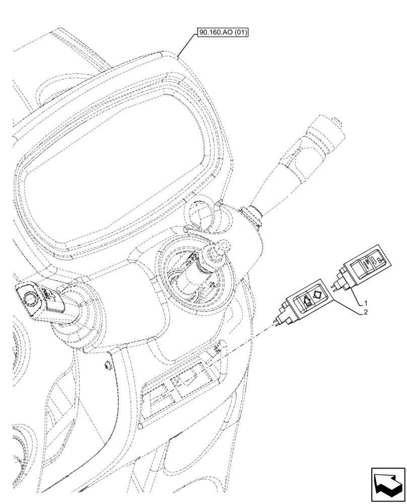 Схема запчастей Case IH FARMALL 75C - (55.520.BA[01]) - VAR - 334183, 334211, 391606, 743496, 743573, 744588 - MULTIFUNCTION SWITCH, CAB (55) - ELECTRICAL SYSTEMS