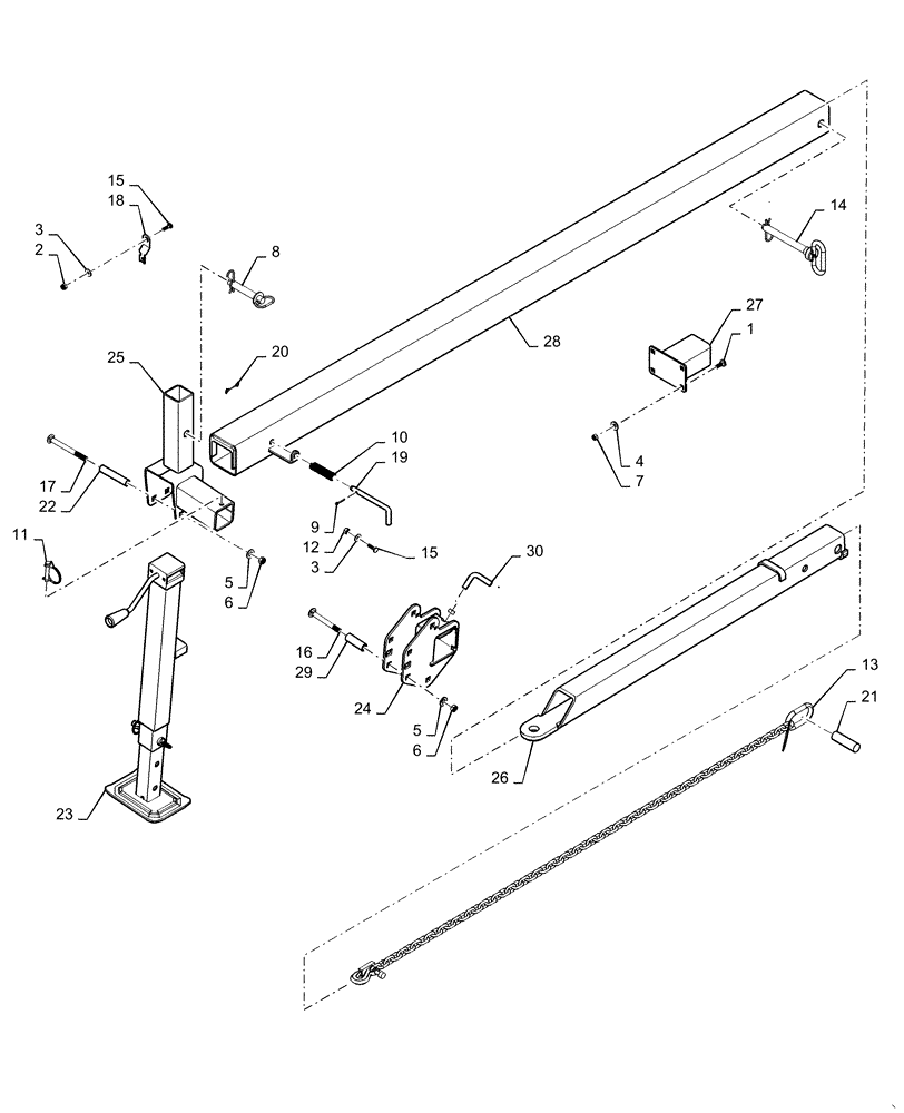 Схема запчастей Case IH DH213 - (44.530.AA[03]) - HITCH, SELF STORE (44) - WHEELS