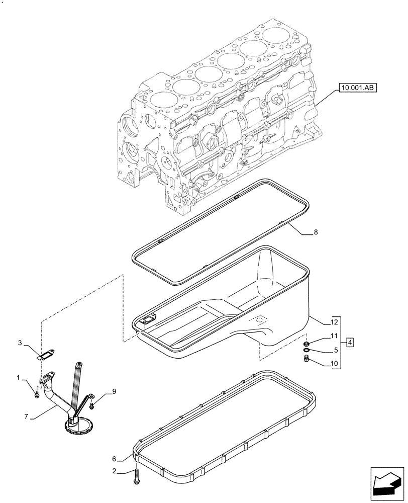 Схема запчастей Case IH F4HFE613C B004 - (10.102.AP) - ENGINE OIL PAN (10) - ENGINE
