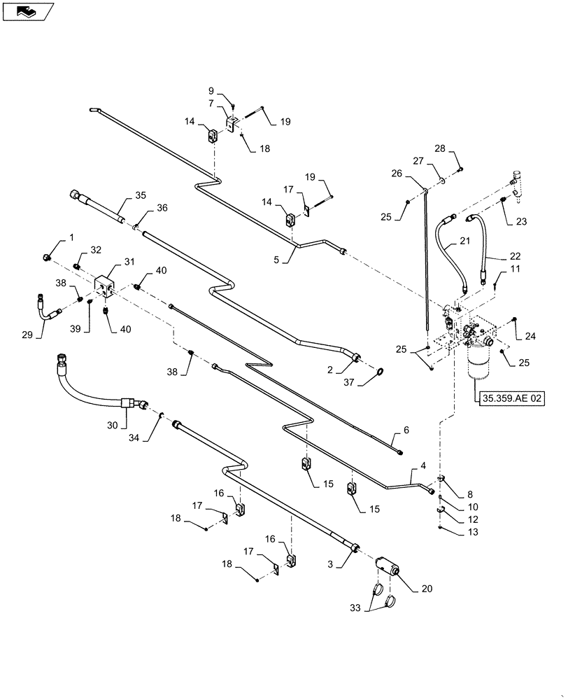 Схема запчастей Case IH 7140 - (35.359.AE[01]) - HYDRAULIC SYSTEM, FILTER & LINE, TUBE (35) - HYDRAULIC SYSTEMS