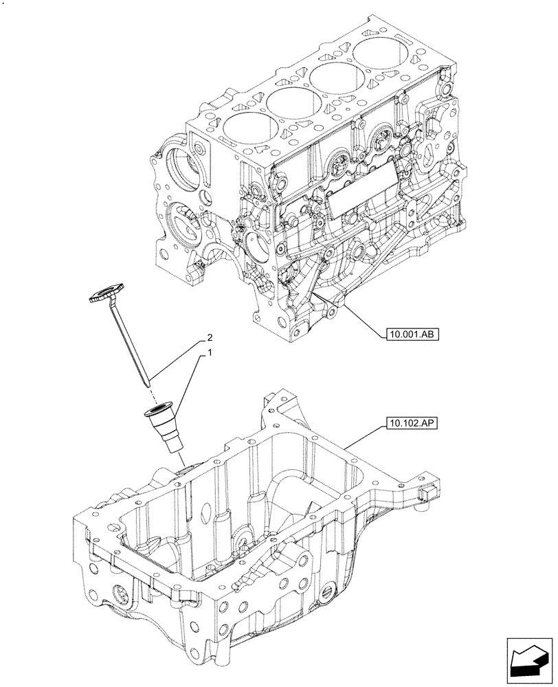 Схема запчастей Case IH F5DFL413H A017 - (10.304.AJ) - OIL, DIPSTICK (10) - ENGINE